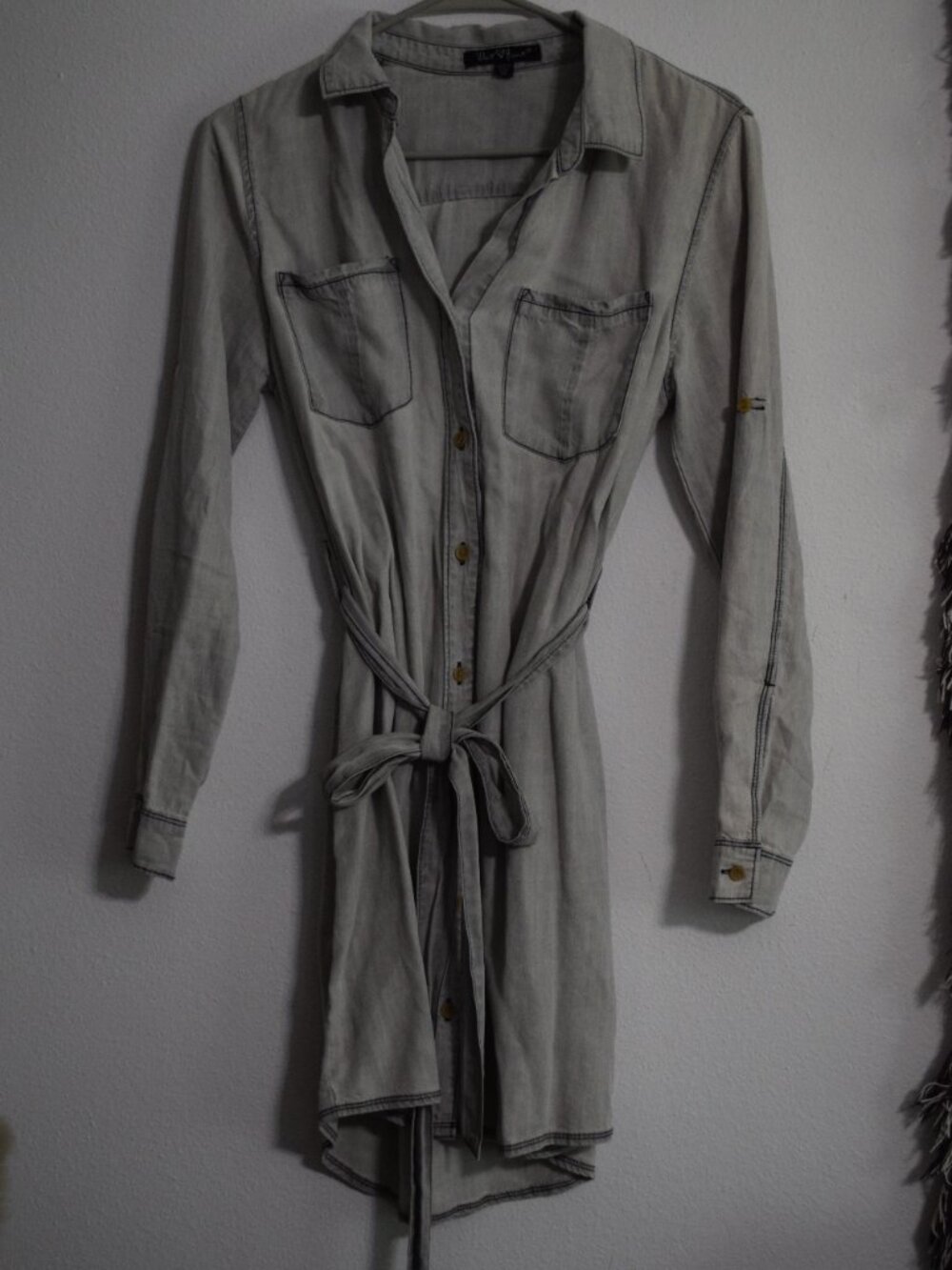 ▪️ Velvet Heart • Shirt Dress in Acid Wash Light Gray • Womens XS